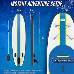 Blue Water Toys Portable Inflatable Stand Up Paddle Board Kit Turquoise/Yellow