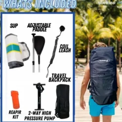 Blue Water Toys Portable Inflatable Stand Up Paddle Board Kit Turquoise/Yellow