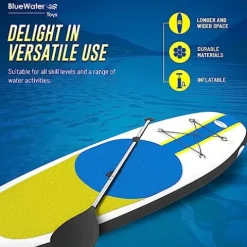 Blue Water Toys Portable Inflatable Stand Up Paddle Board Kit Turquoise/Yellow