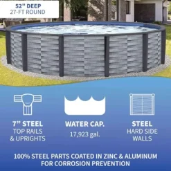 Blue Wave Affinity 27-ft Round 52-in Deep Above Ground Swimming Pool Gray