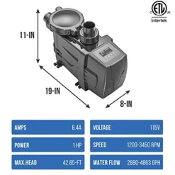 Blue Wave FlowXtreme PRO VS 115V Variable Speed Pool Pump Black