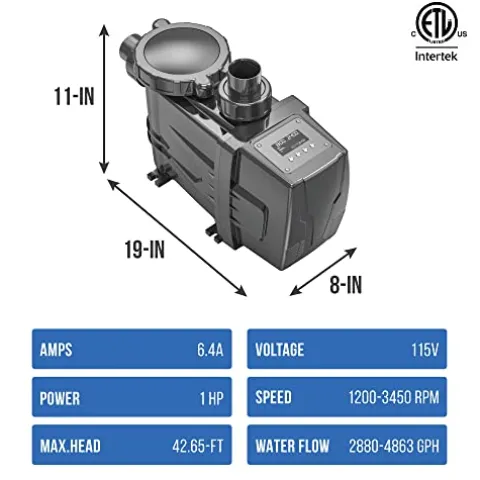 Blue Wave FlowXtreme PRO VS 115V Variable Speed Pool Pump Black