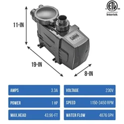 Blue Wave FlowXtreme PRO VS 230V Variable Speed In-Ground Pool Pump Black