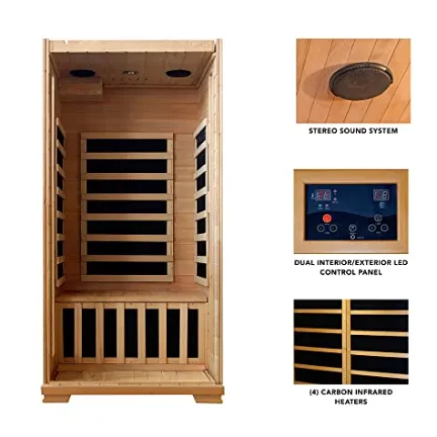 Blue Wave HeatWave BSA2402 1-2 Person Hemlock Carbon Infrared Sauna Hemlock