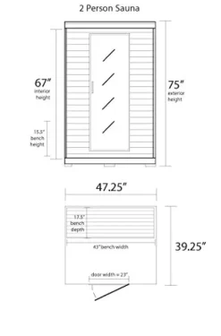 Blue Wave HeatWave BSA2406 2-Person Deluxe Ceramic Infrared Sauna, 1-2, Hemlock