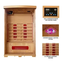 Blue Wave HeatWave BSA2406 2-Person Deluxe Ceramic Infrared Sauna, 1-2, Hemlock
