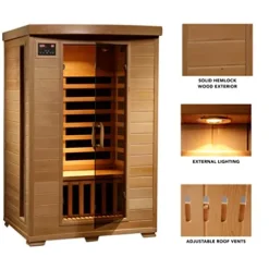 Blue Wave HEATWAVE Radiant Saunas 2-Person Hemlock Infrared Sauna Brown