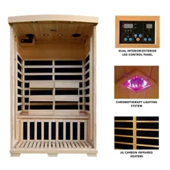 Blue Wave HEATWAVE Radiant Saunas 2-Person Hemlock Infrared Sauna Brown