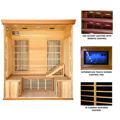 Blue Wave Radiant Saunas BSA1315 Cedar Elite 3-4 Person Infrared Sauna Wood