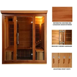 Blue Wave Radiant Saunas BSA1315 Cedar Elite 3-4 Person Infrared Sauna Wood