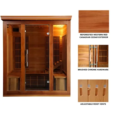 Blue Wave Radiant Saunas BSA1315 Cedar Elite 3-4 Person Infrared Sauna Wood