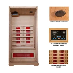 Blue Wave Radiant Saunas BSA2400 1-2 Person Hemlock Ceramic Infrared Sauna Brown