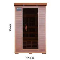 Blue Wave Radiant Saunas 2-Person Infrared Cedar Wood Sauna with Air Purifier, Chromotherapy Lighting, Music System, Carbon Heaters