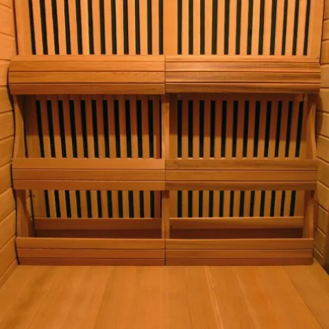 Blue Wave Radiant Saunas 2-Person Infrared Cedar Wood Sauna with Air Purifier, Chromotherapy Lighting, Music System, Carbon Heaters