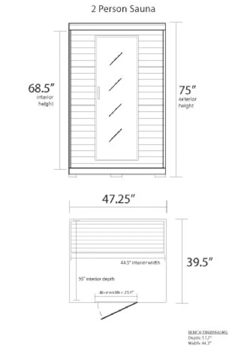 Blue Wave Radiant Saunas 2-Person Infrared Cedar Wood Sauna with Air Purifier, Chromotherapy Lighting, Music System, Carbon Heaters