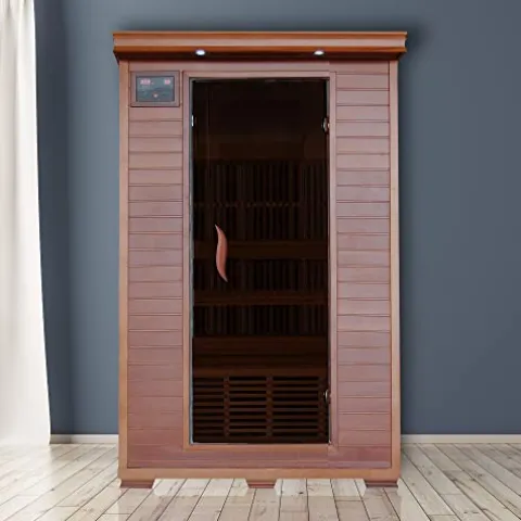 Blue Wave Radiant Saunas 2-Person Infrared Cedar Wood Sauna with Air Purifier, Chromotherapy Lighting, Music System, Carbon Heaters