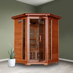 Blue Wave Radiant Saunas BSA1312 3-Person Cedar Corner Infrared Sauna