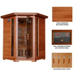Blue Wave Radiant Saunas BSA1312 3-Person Cedar Corner Infrared Sauna