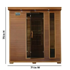 Blue Wave Radiant Saunas 4-Person Cedar Infrared Sauna with 9 Carbon Heaters, Chromotherapy Lighting, Oxygen Ionizer, Music System