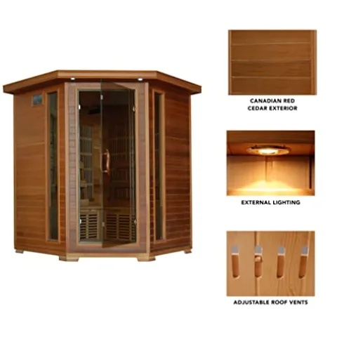 Blue Wave Radiant Saunas BSA1320 Whistler Cedar Infrared Sauna 3-4 Person