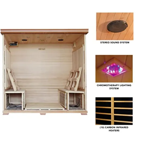 Blue Wave Radiant Saunas BSA1323 6 Cedar Carbon Infrared Sauna 5+ Person