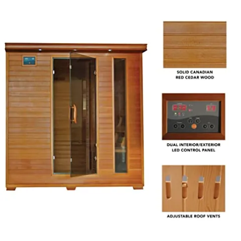 Blue Wave Radiant Saunas BSA1323 6 Cedar Carbon Infrared Sauna 5+ Person