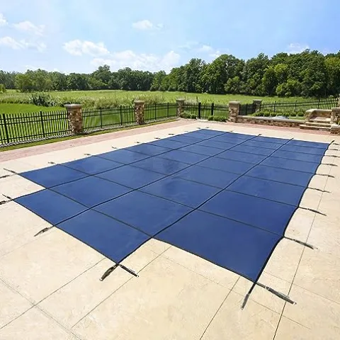 Blue Wave Rectangular In Ground Pool Safety Cover with Center Step Blue