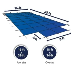 Blue Wave Rectangular In Ground Pool Safety Cover with Center Step Blue