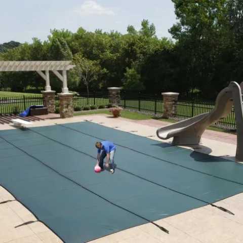 Blue Wave Rectangular In Ground Pool Safety Cover with Center Step Green