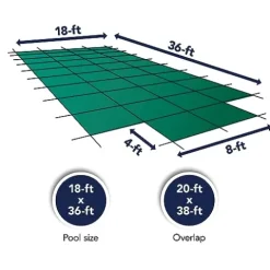 Blue Wave Rectangular In Ground Pool Safety Cover with Center Step Green