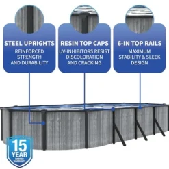 Blue Wave San Pedro 12×24-ft Oval 52-in Deep Above Ground Swimming Pool Package Gray