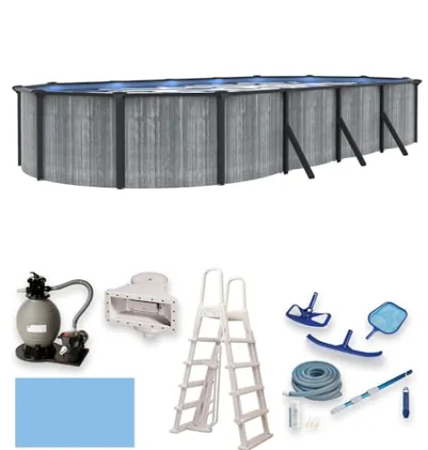 Blue Wave San Pedro 15×30-ft Oval 52-in Deep Steel Wall Pool Package Gray