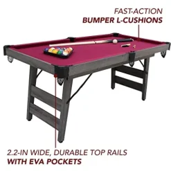 Blue Wave Sports Pendleton 6-ft Portable Pool Table – Driftwood Finish Burgundy
