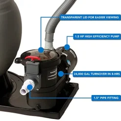 Blue Wave Trinity 18×33-ft Oval 52-in Deep Steel Wall Above Ground Pool Package Gray