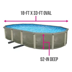 Blue Wave Trinity 18×33-ft Oval 52-in Deep Steel Wall Above Ground Pool Package Gray