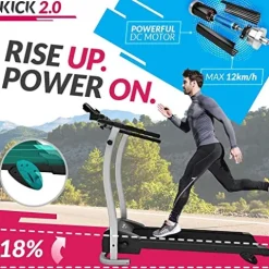 Bluefin Fitness KICK 2.0 High-Speed Folding Treadmill Black