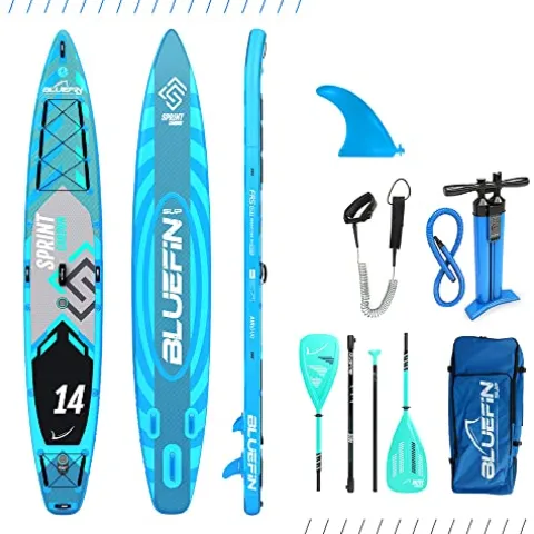 Bluefin SUP 14′ Sprint Carbon Stand Up Paddle Board Kit Blue