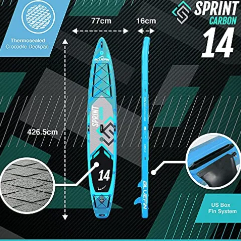 Bluefin SUP 14′ Sprint Carbon Stand Up Paddle Board Kit Blue