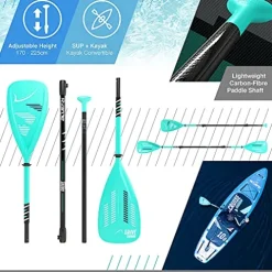 Bluefin SUP Inflatable Stand Up Paddle Board 6” Thick Kayak Conversion Kit All Accessories Carbon Blue