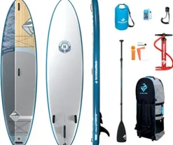 Boardworks Kraken All-Water Inflatable Stand-Up Paddleboard SUP Complete Kit 11′ White/Blue/Orange