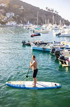 Boardworks Kraken All-Water Inflatable Stand-Up Paddleboard SUP Complete Kit 11′ White/Blue/Orange