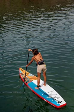 Boardworks SHUBU Raven Touring Inflatable Stand Up Paddleboard 12′ 6″ Red/Grey/White/Wood