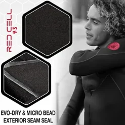 Body Glove Men’s Red Cell 4/3mm Chest-Zip Full Wetsuit Black