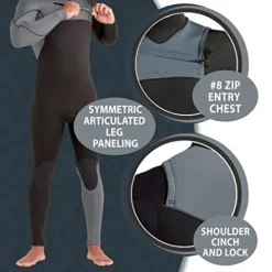 Body Glove Men’s Variant 4/3MM Long Sleeve Chest-Zip Full Wetsuit Grey/Black