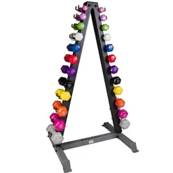 Body-Solid 12 Pairs Neoprene Dumbbell Set with Rack – Easy Grip