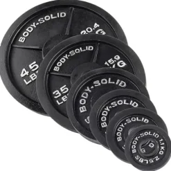Body-Solid Cast Iron Olympic Weight Plate Set 500lbs with Bar Black