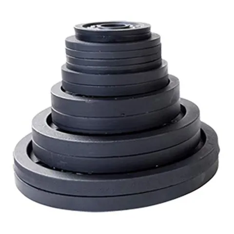 Body-Solid Cast Iron Olympic Weight Plate Set with Bar 355 lb Black