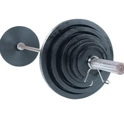 Body-Solid Cast Iron Olympic Weight Plate Set 400lbs with Bar Black