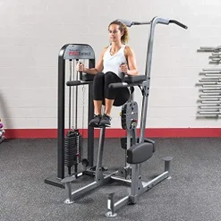 Body-Solid FCD-STK Selectorized Knee Lift Tower with Weight Assist Black Gray