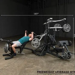 Body-Solid Free-Weight Leverage Gym with Squat Attachment Black